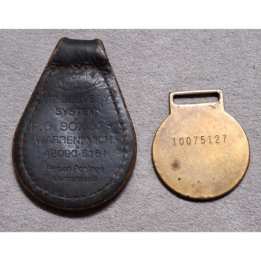 Vintage Chrysler Pentastar Brass Key Fobs Lot 2 Leather VIP Delivery System